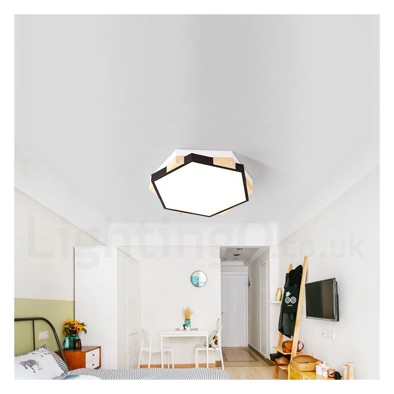 Dimmable Multi Colours Hexagon Wood Ceiling Light with Acrylic Shade Ceiling Lamp Nordic Style