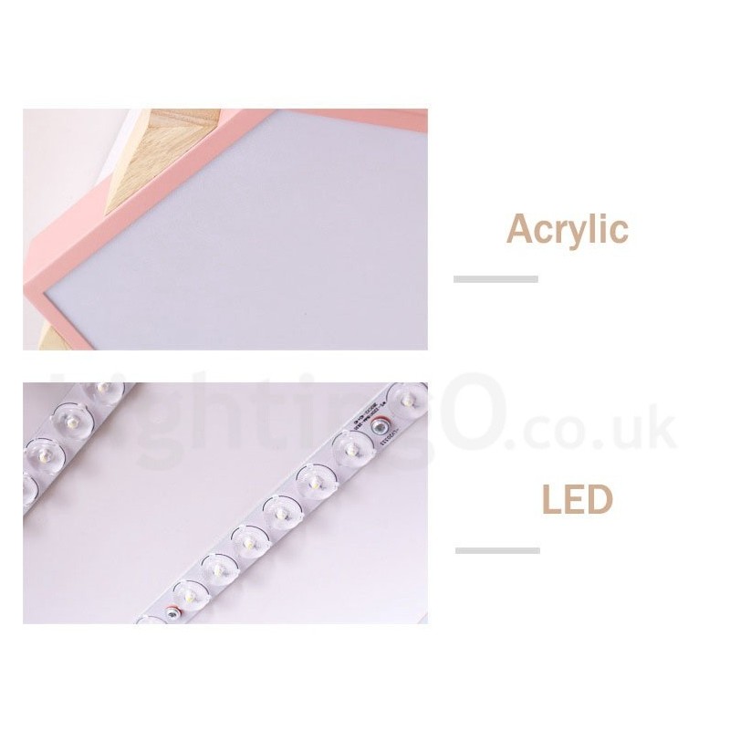 Dimmable Multi Colours Hexagon Wood Ceiling Light with Acrylic Shade Ceiling Lamp Nordic Style