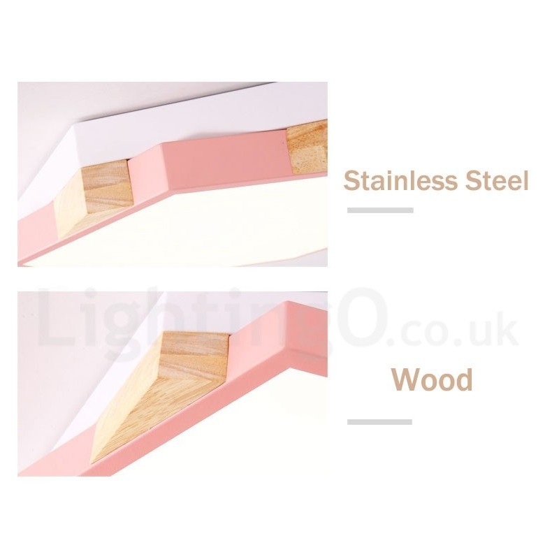 Dimmable Multi Colours Hexagon Wood Ceiling Light with Acrylic Shade Ceiling Lamp Nordic Style