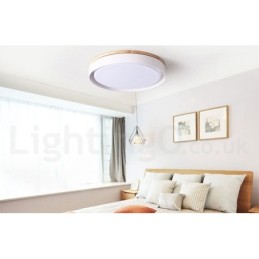 Dimmable Multi Colours Circular Wood Ceiling Light with Acrylic Shade Ceiling Lamp Nordic Style