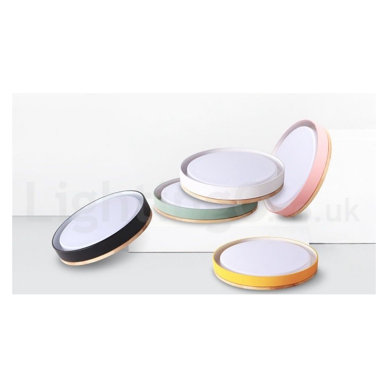 Dimmable Multi Colours Circular Wood Ceiling Light with Acrylic Shade Ceiling Lamp Nordic Style
