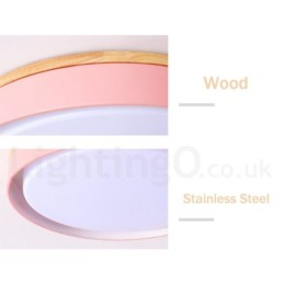 Dimmable Multi Colours Circular Wood Ceiling Light with Acrylic Shade Ceiling Lamp Nordic Style