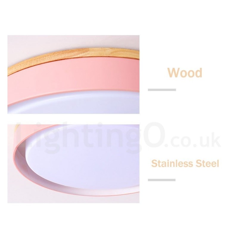 Dimmable Multi Colours Circular Wood Ceiling Light with Acrylic Shade Ceiling Lamp Nordic Style