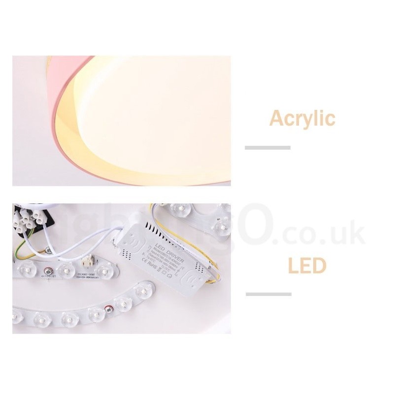 Dimmable Multi Colours Circular Wood Ceiling Light with Acrylic Shade Ceiling Lamp Nordic Style
