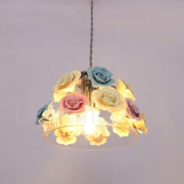 Multi Colours Flower Macaron Ceiling Pendant Light with Glass Shade Pendant Lamp