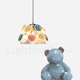 Multi Colours Flower Macaron Ceiling Pendant Light with Glass Shade Pendant Lamp