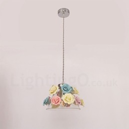 Multi Colours Flower Macaron Ceiling Pendant Light with Glass Shade Pendant Lamp