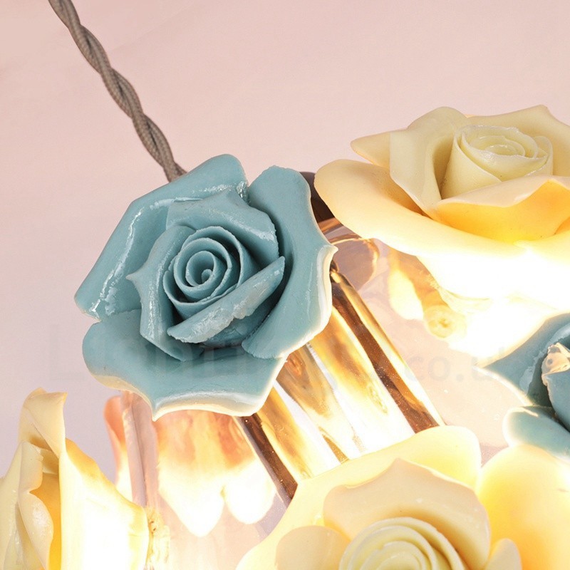 Multi Colours Flower Macaron Ceiling Pendant Light with Glass Shade Pendant Lamp