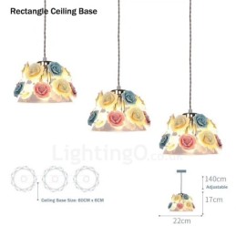 Multi Colours Flower Macaron Ceiling Pendant Light with Glass Shade Pendant Lamp