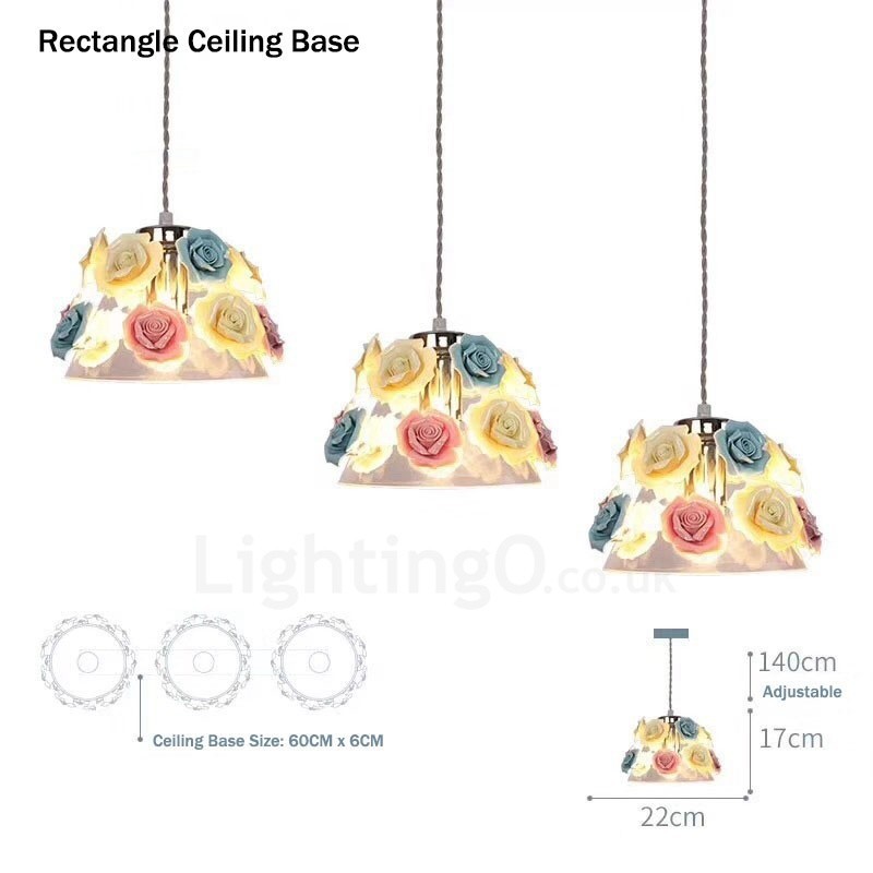 Multi Colours Flower Macaron Ceiling Pendant Light with Glass Shade Pendant Lamp