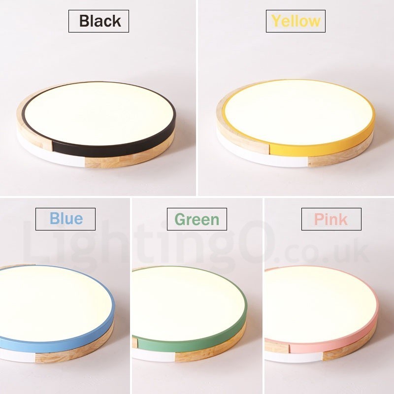 Dimmable Multi Colours Round Wood Ceiling Light with Acrylic Shade Ceiling Lamp Nordic Style