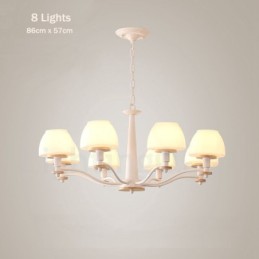 6 Light 8 Light Multi Colours Macaron Wood Pendant Light with Glass Shades Chandelier Nordic Style