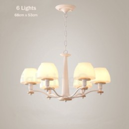 6 Light 8 Light Multi Colours Macaron Wood Pendant Light with Glass Shades Chandelier Nordic Style