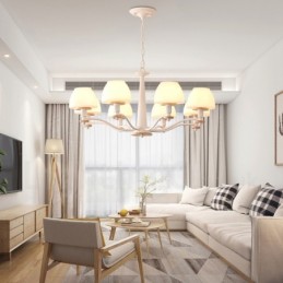 6 Light 8 Light Multi Colours Macaron Wood Pendant Light with Glass Shades Chandelier Nordic Style