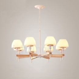 6 Light 8 Light Multi Colours Macaron Wood Pendant Light with Glass Shades Chandelier Nordic Style