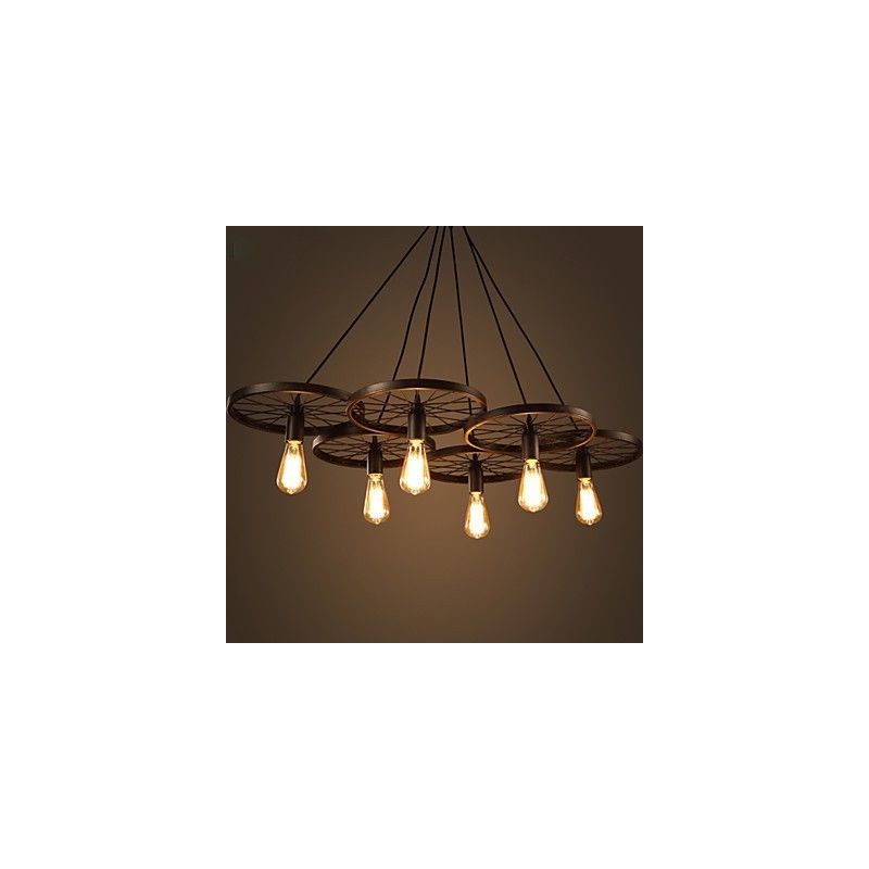Lighting Industrial Loft Style Wrought Iron Chandelier Cafe Wheel Chandelier