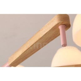 6 Light 8 Light Multi Colours Macaron Wood Pendant Light with Glass Shades Chandelier Nordic Style