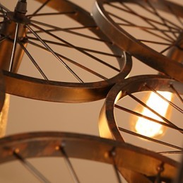 Lighting Industrial Loft Style Wrought Iron Chandelier Cafe Wheel Chandelier