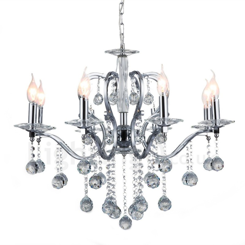 Chrome Elegant Crystal Candle Chandelier