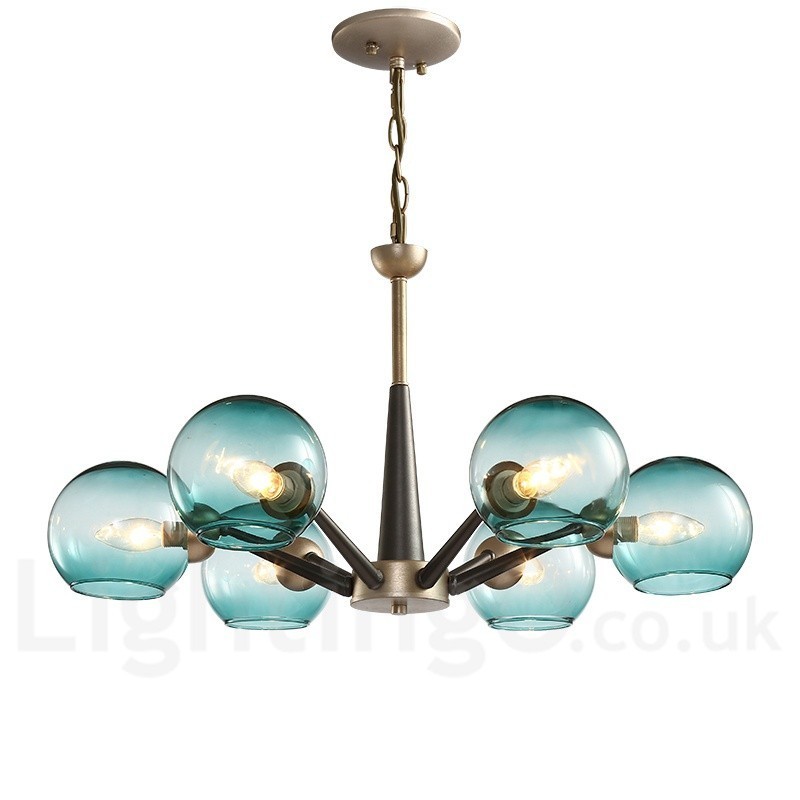 Retro Vintage Magic Bean Rustic Chandelier with Multi Colours Glass Shades