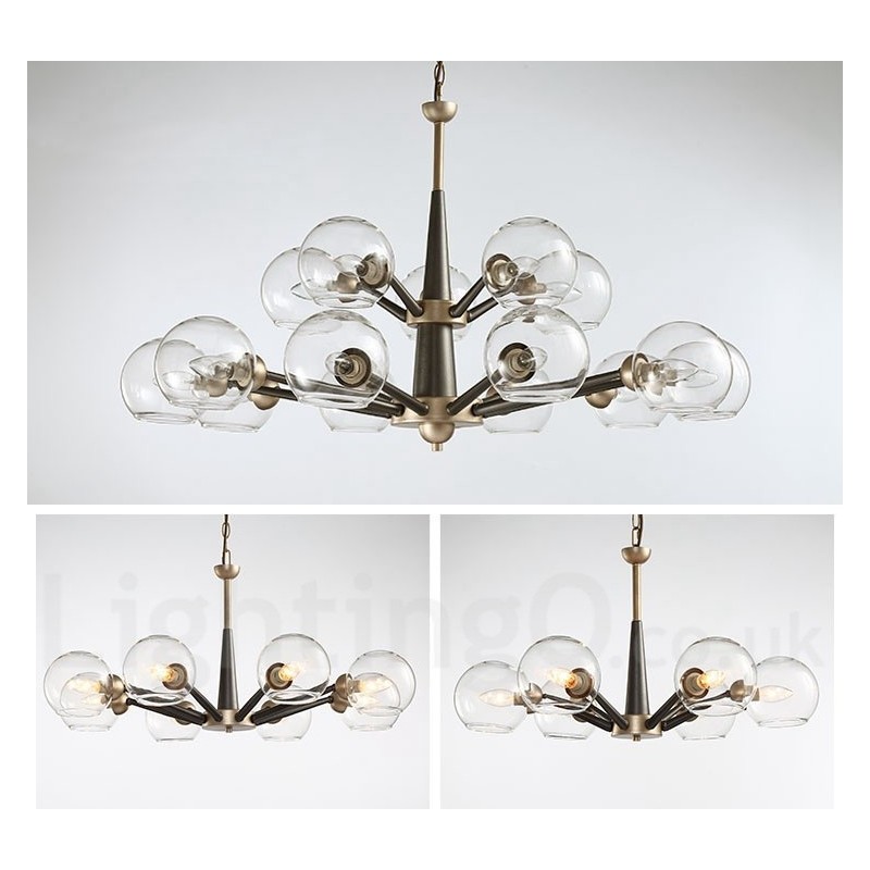 Retro Vintage Magic Bean Rustic Chandelier with Multi Colours Glass Shades
