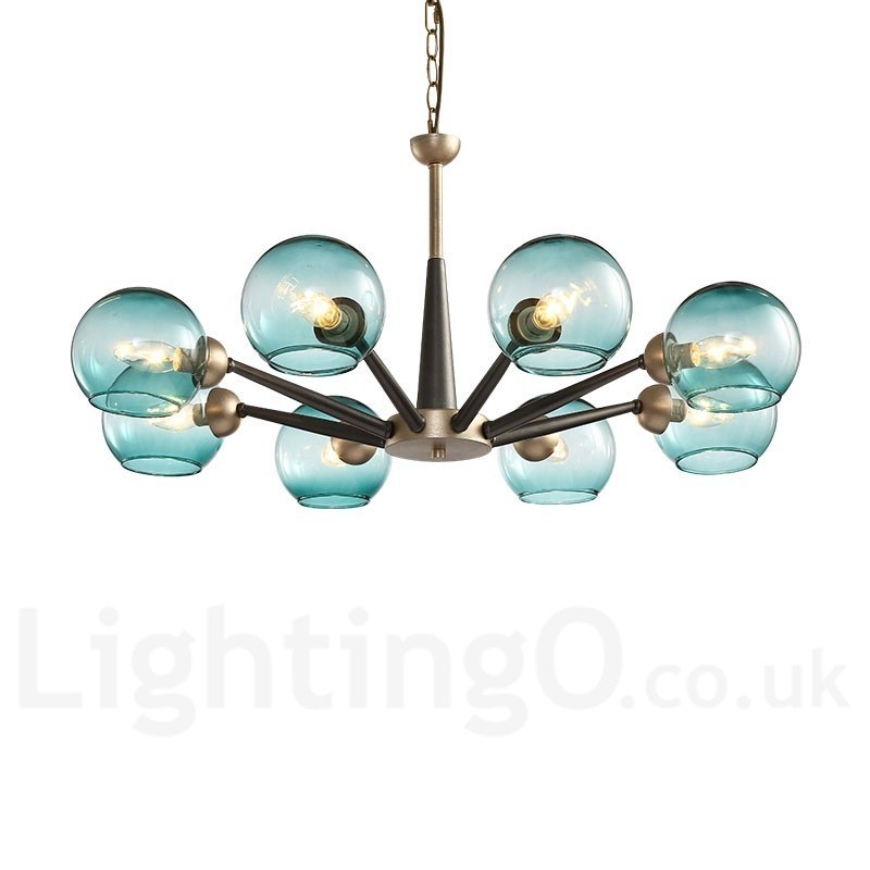 Retro Vintage Magic Bean Rustic Chandelier with Multi Colours Glass Shades