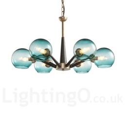 Retro Vintage Magic Bean Rustic Chandelier with Multi Colours Glass Shades