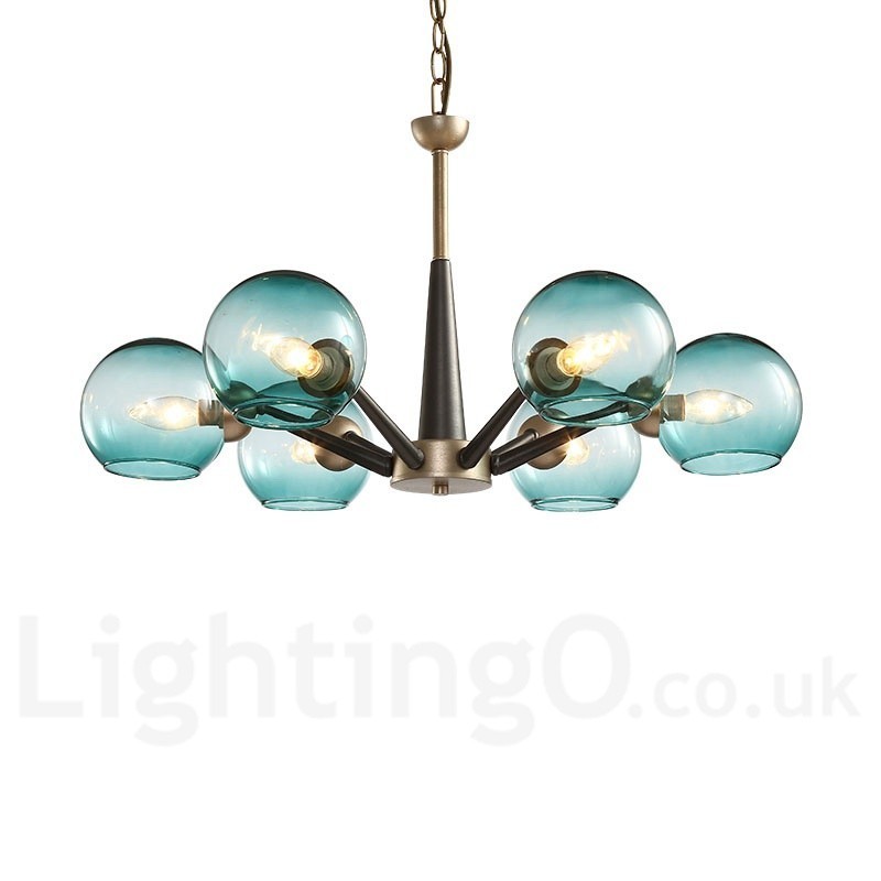 Retro Vintage Magic Bean Rustic Chandelier with Multi Colours Glass Shades