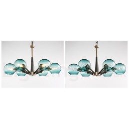 Retro Vintage Magic Bean Rustic Chandelier with Multi Colours Glass Shades