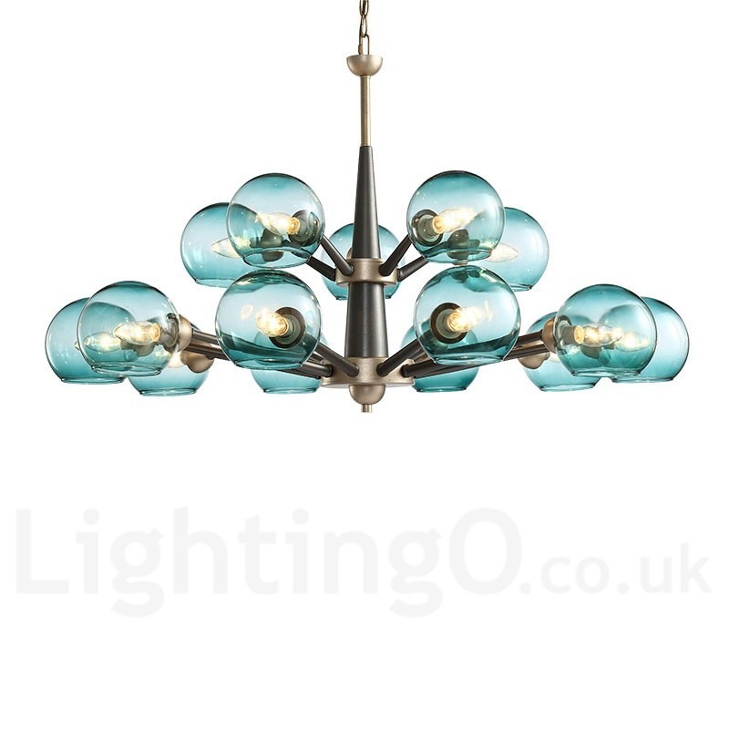 Retro Vintage Magic Bean Rustic Chandelier with Multi Colours Glass Shades
