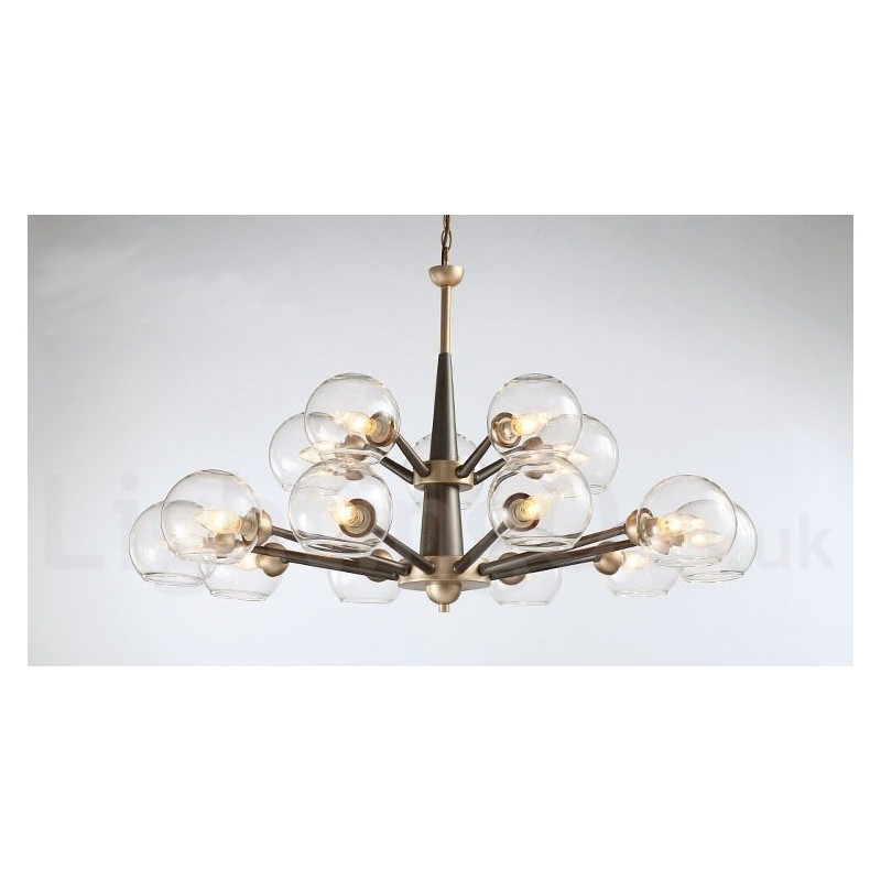 Retro Vintage Magic Bean Rustic Chandelier with Multi Colours Glass Shades