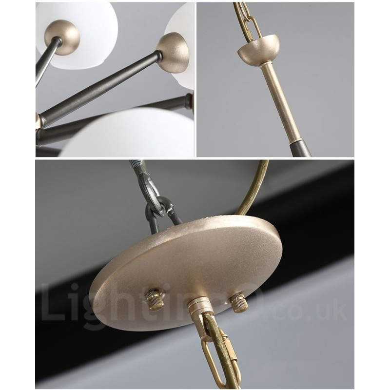 Retro Vintage Magic Bean Rustic Chandelier with Multi Colours Glass Shades