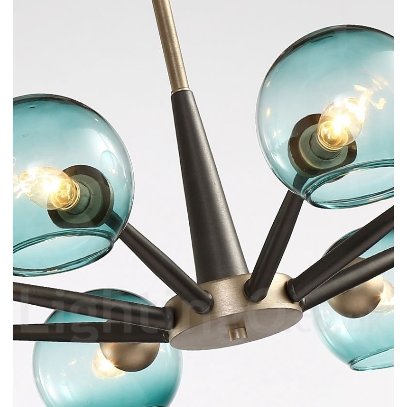 Retro Vintage Magic Bean Rustic Chandelier with Multi Colours Glass Shades