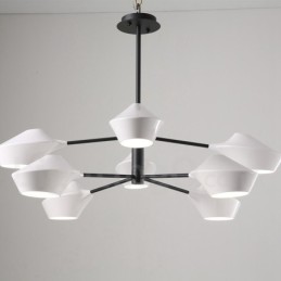 Modern Contemporary Pipe Chandelier with White Black Acrylic Shades
