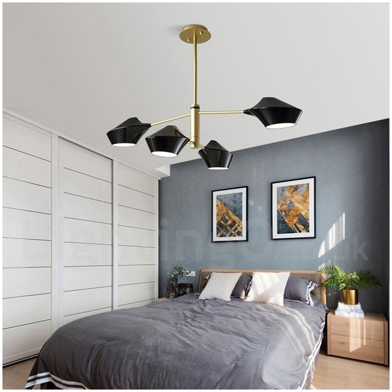 Modern Contemporary Pipe Chandelier with White Black Acrylic Shades