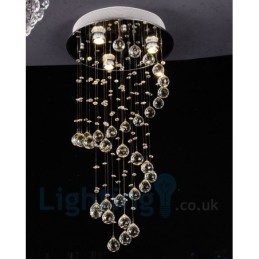 3 Light Modern K9 Crystal Round Flush Mount Ceiling Light