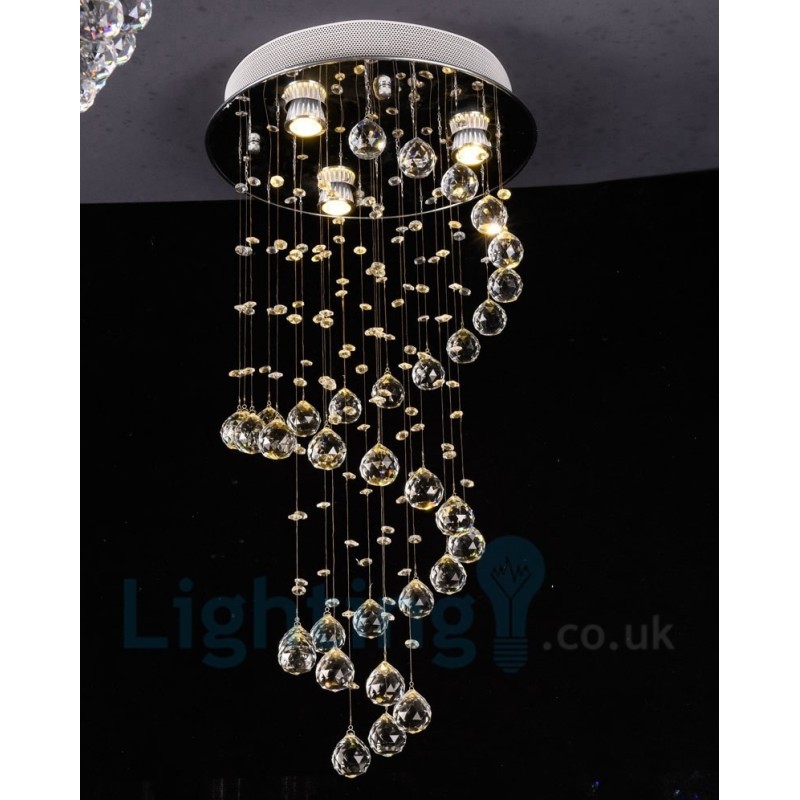 3 Light Modern K9 Crystal Round Flush Mount Ceiling Light
