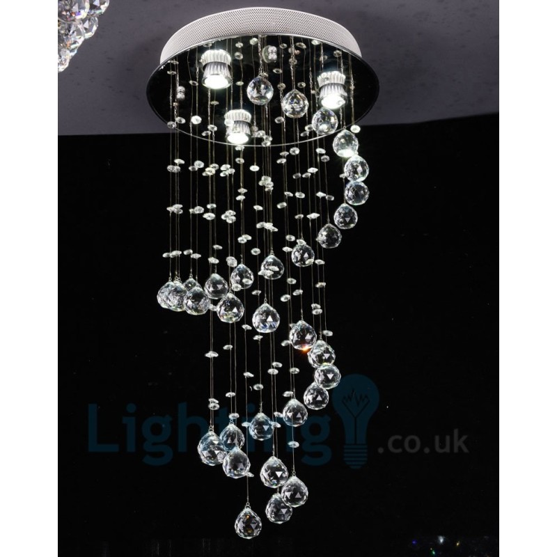 3 Light Modern K9 Crystal Round Flush Mount Ceiling Light