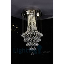 4 Light Modern K9 Crystal Round Flush Mount Ceiling Light