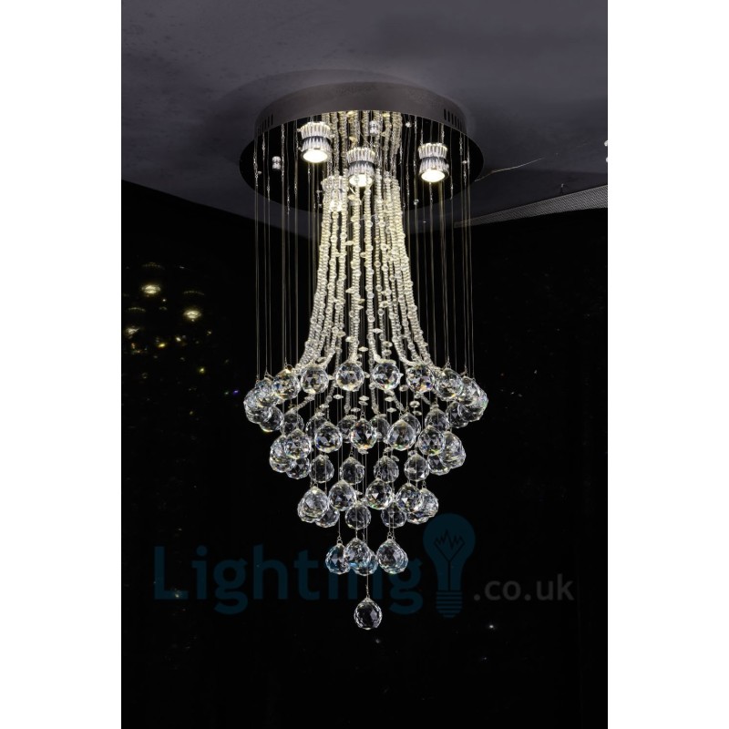 4 Light Modern K9 Crystal Round Flush Mount Ceiling Light