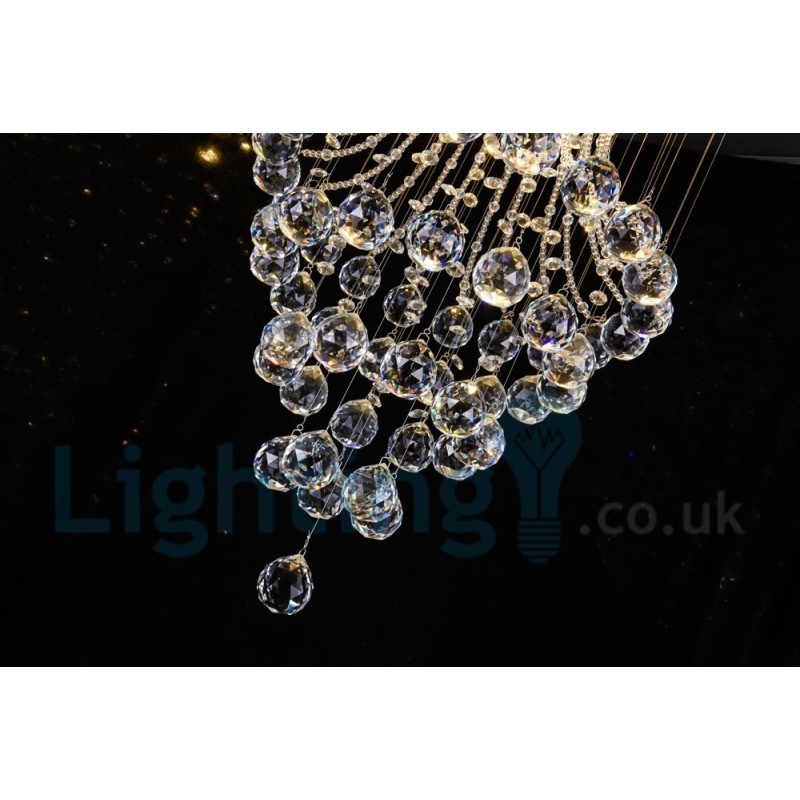 4 Light Modern K9 Crystal Round Flush Mount Ceiling Light