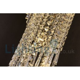 4 x GU10 + 8 x G4 150CM Long Crystal Drop Light Modern K9 Crystal Round Flush Mount Ceiling Light