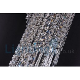 4 x GU10 + 8 x G4 150CM Long Crystal Drop Light Modern K9 Crystal Round Flush Mount Ceiling Light