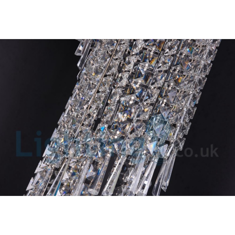 4 x GU10 + 8 x G4 150CM Long Crystal Drop Light Modern K9 Crystal Round Flush Mount Ceiling Light