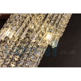4 x GU10 + 8 x G4 150CM Long Crystal Drop Light Modern K9 Crystal Round Flush Mount Ceiling Light