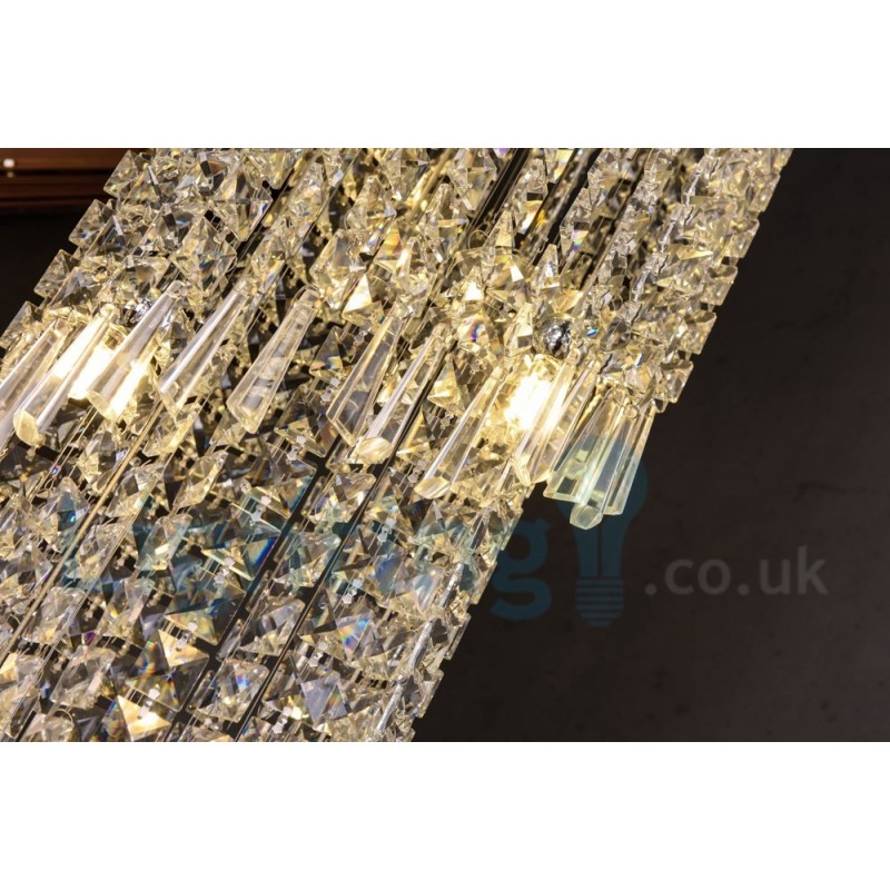 4 x GU10 + 8 x G4 150CM Long Crystal Drop Light Modern K9 Crystal Round Flush Mount Ceiling Light