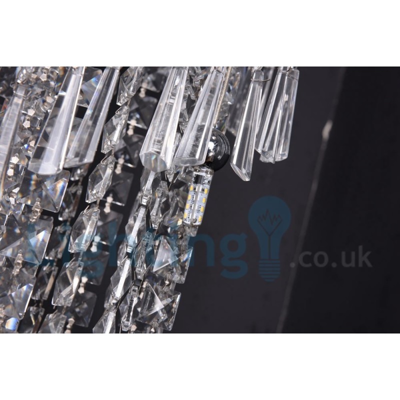 4 x GU10 + 8 x G4 150CM Long Crystal Drop Light Modern K9 Crystal Round Flush Mount Ceiling Light