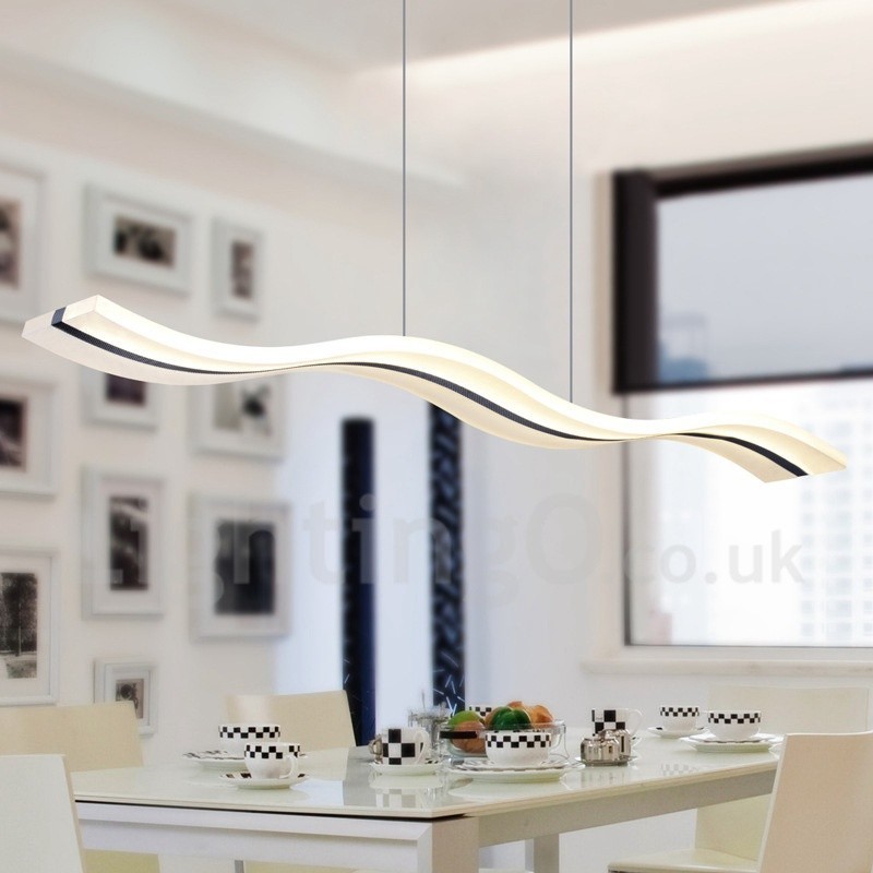Dimmable Linear Pendant Light with Remote Control Modern Design