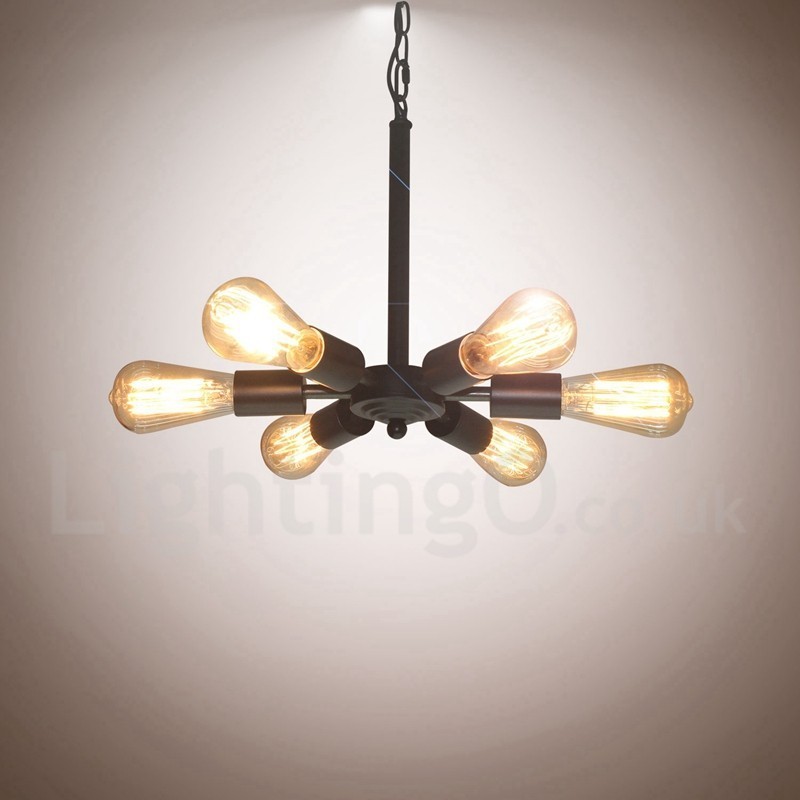 6 Light Rustic Retro Vintage Black Pendant Light Design