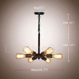 6 Light Rustic Retro Vintage Black Pendant Light Design